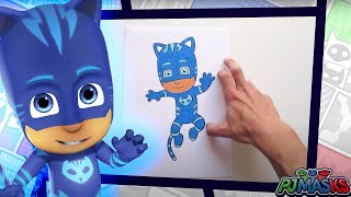 PJ Masks en Español 🎨 ¡Aprende a dibujar a Gatuno! 💙 Dibujos Para Niños