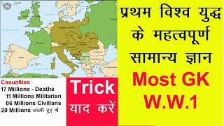 First World War History  | Most GK for PSC,  Bank PO,  SSC | जानिए इतिहास में