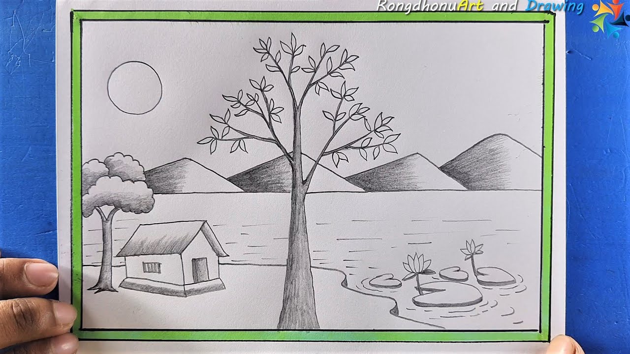 Nisarg chitra  नसरग चतर  Beautiful scenery painting  Village  scenery  गव क चतर  YouTube