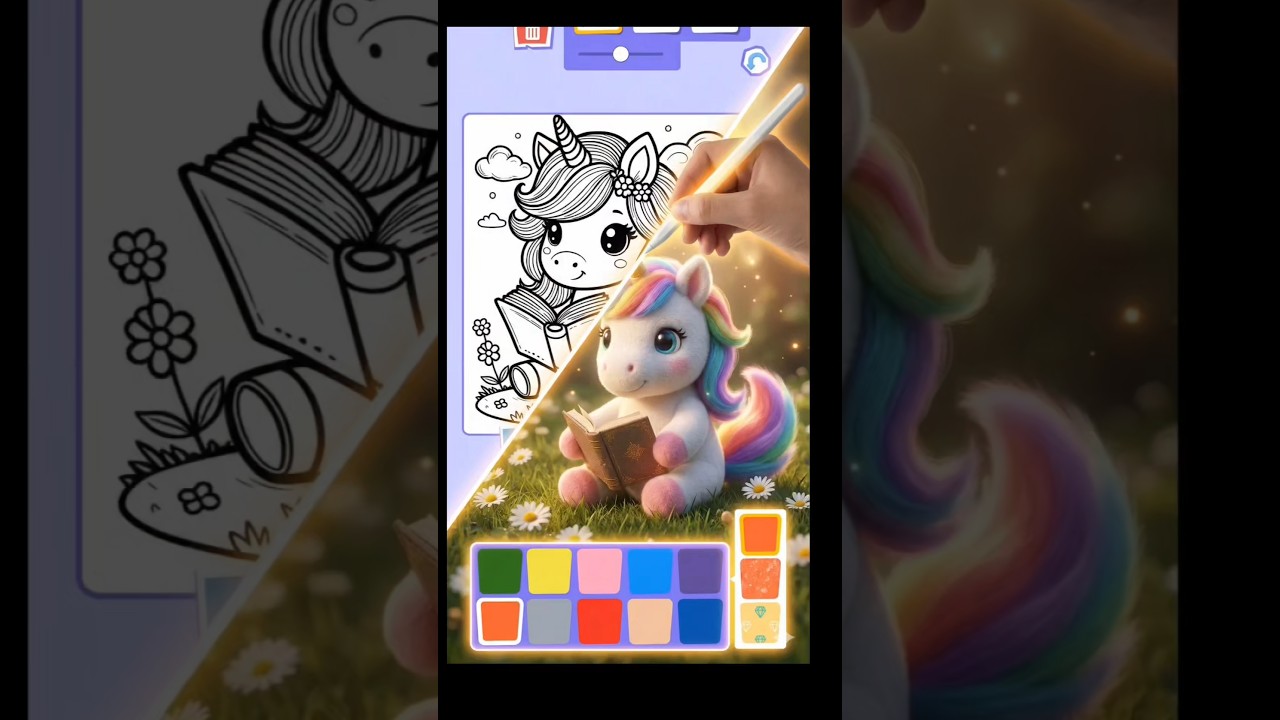Cute Unicorn Coloring! 🦄📖 Reading Time 