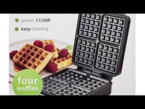 Вафельниця Camry CR 3025 — 1500 Вт, 4 квадратні вафлі, антипригарне покриття, регульований термостат, видео 1