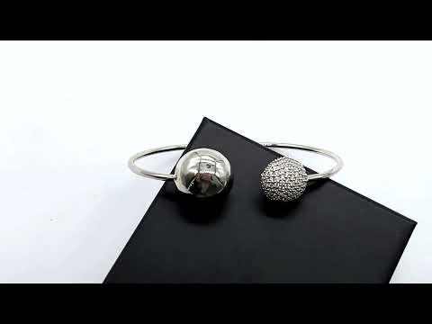 Срібний браслет родований БС16432 вставка білі фіаніти довжина 18, видео 1