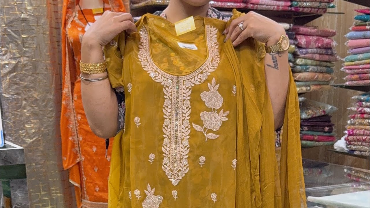 Glass Organza Embroidered Suits with Pure Dupatta 💕|| Free delivery 🤗