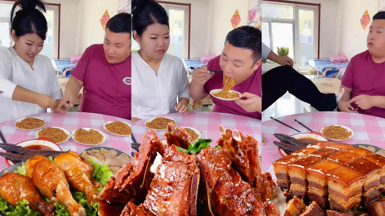 吃饭游戏变耍赖现场！蠢老公想独占整桌菜？一脚教他做人！【东北欠登哥】