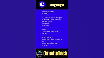 Palindrome number program in C || c programming language #shorts #coding #programming