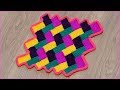 Вязание коврика "Паркет" с волнистыми краями тунисским крючком. Часть 1. Crochet mat. Part 1.