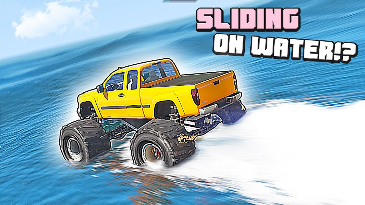 What vehicle will slide further on the water surface in BeamNG Drive