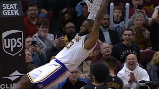 LeBron James gets a tech for pulling up on the rim after clutch dunk vs Cavs