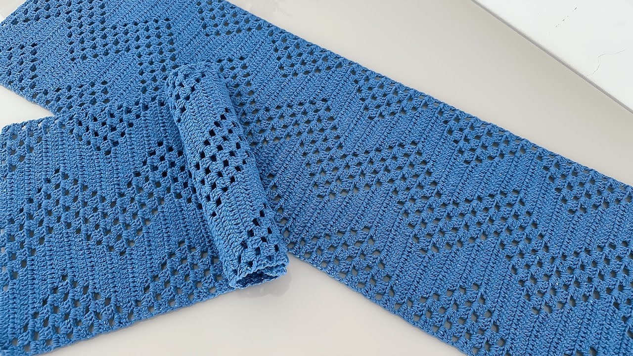 Base para tapete ou passadeira Zig-Zag Duplo Crochê Simples