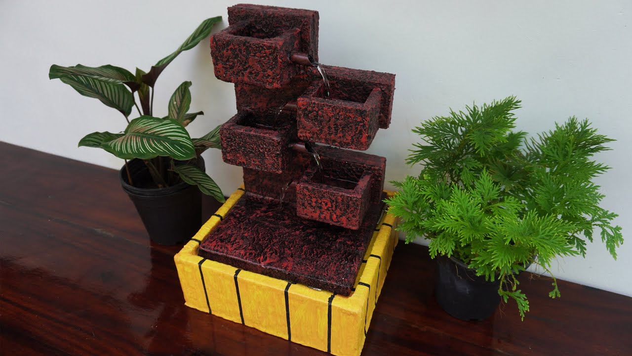Beautiful DIY Tabletop Water Fountain Home Made Waterfall Fountain