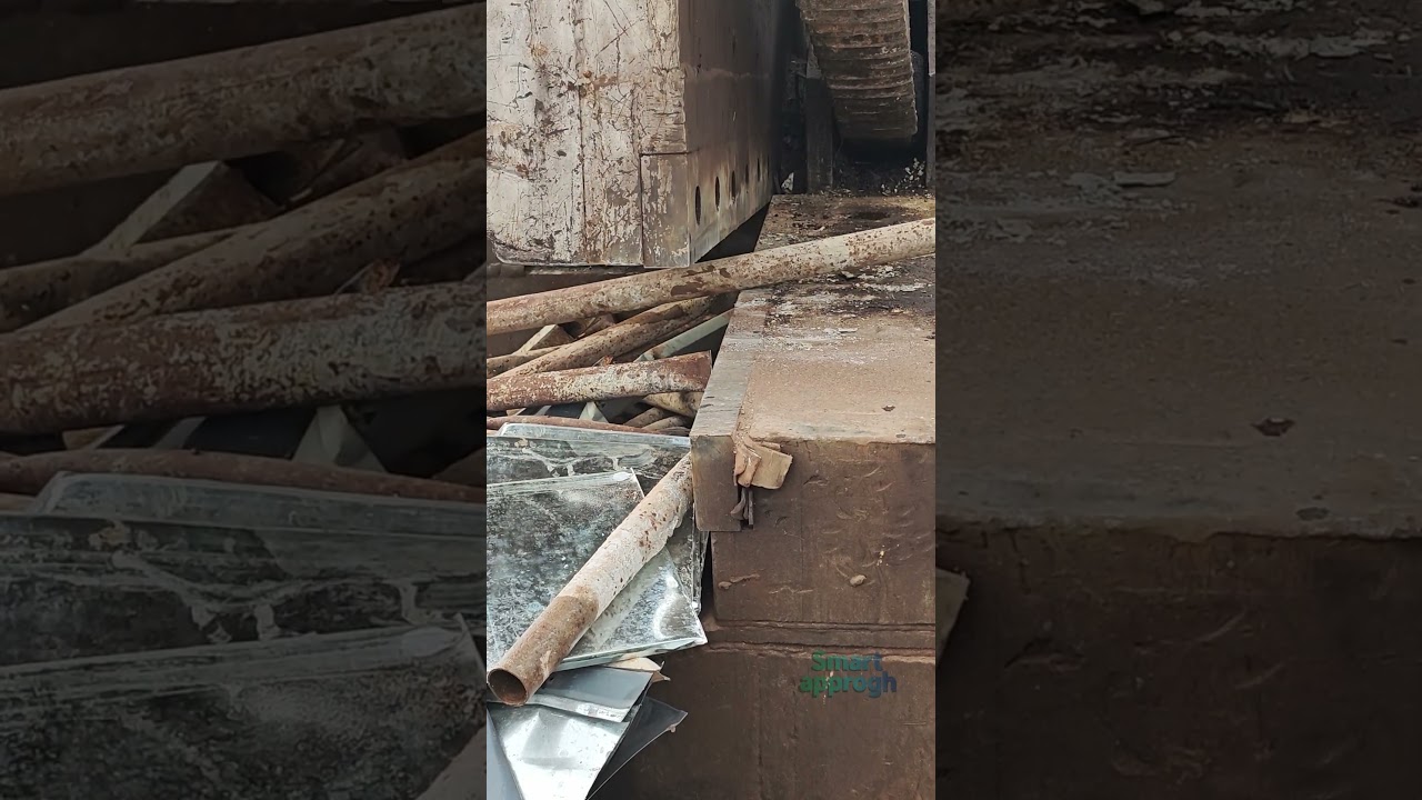 Industrial Metal Shear In Action- Amazing Power!