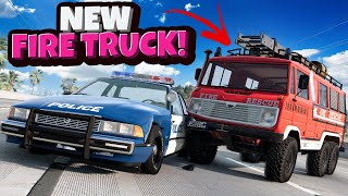 NEW Fire Truck to CRUSHES Police Cars in the BeamNG Drive Update!