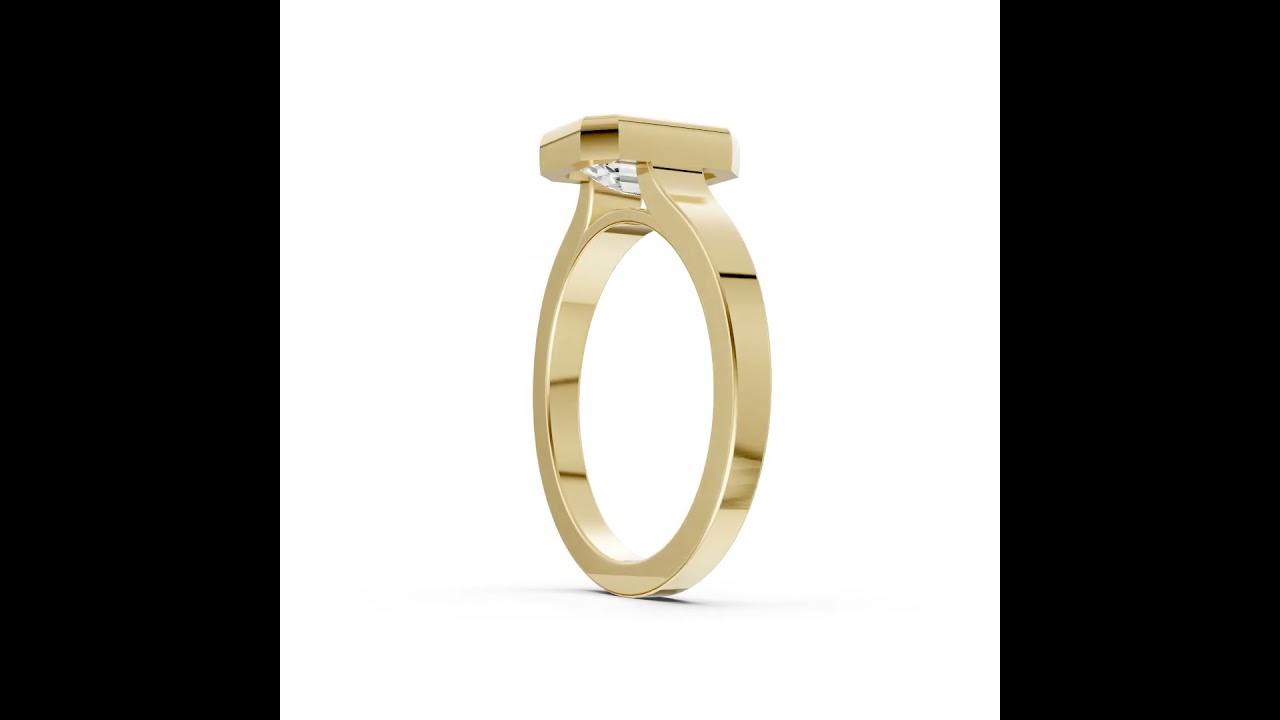Emerald Cut Bezel Solitaire Lab Diamond Wedding Ring