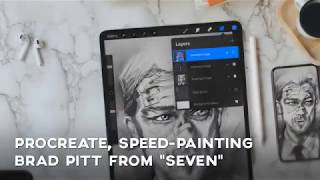 Procreate speed painting Portrait- Brad Pitt from “Seven” screenshot 5