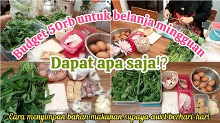 BUDGET 50 RIBU UNTUK BELANJA MINGGUAN DAPAT APA AJA⁉️| TIPS SIMPAN BAHAN MAKANAN AWET BERHARI-HARI