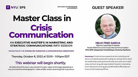 Executive Masters Fred Garcia Master Class in Crisis Communication
