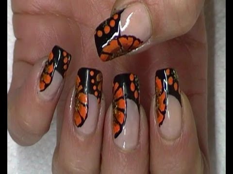 Easy one stroke nailart - Orange wheel flower