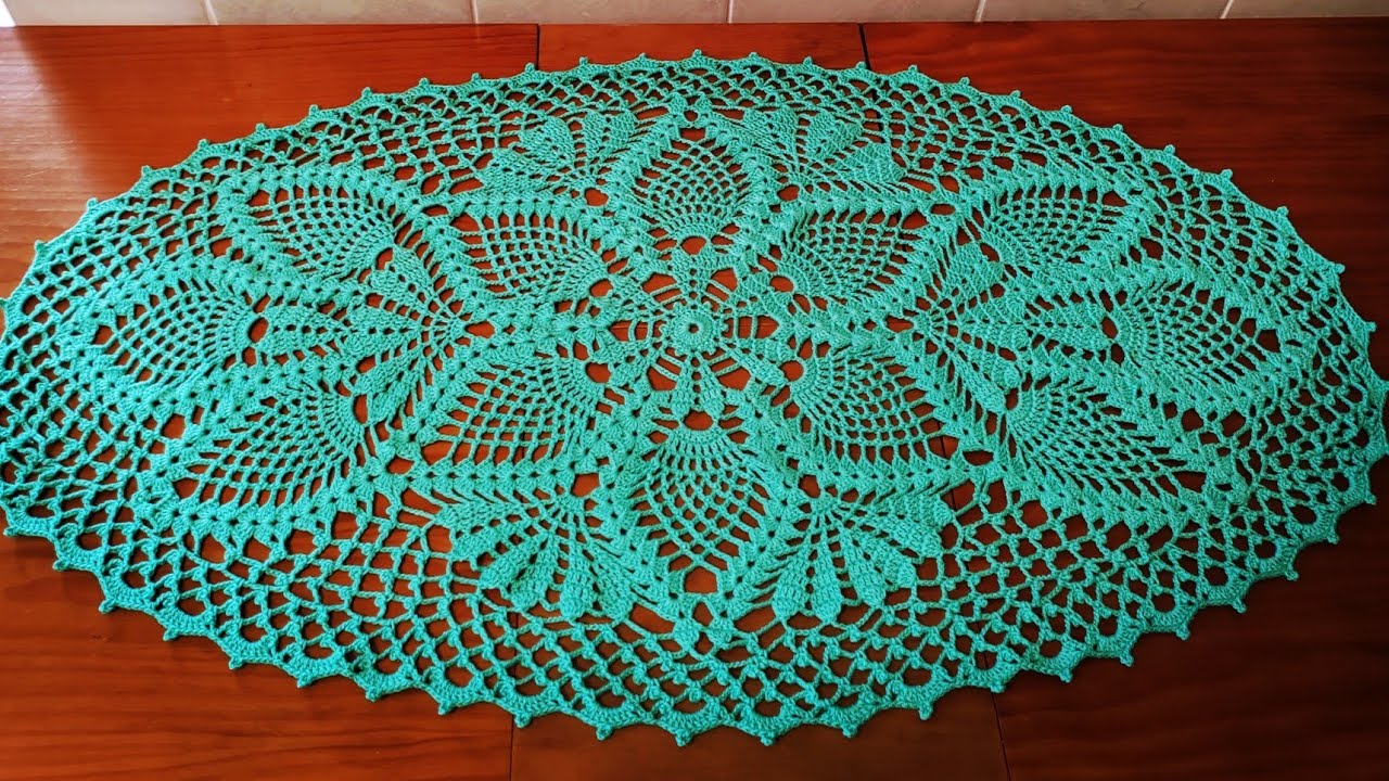 Crochet Oval Pineapple Doily Centerpiece part 1/2