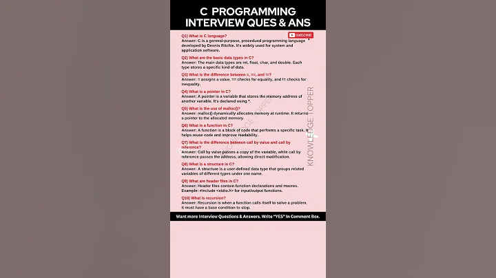 C Programming Interview Questions and Answers