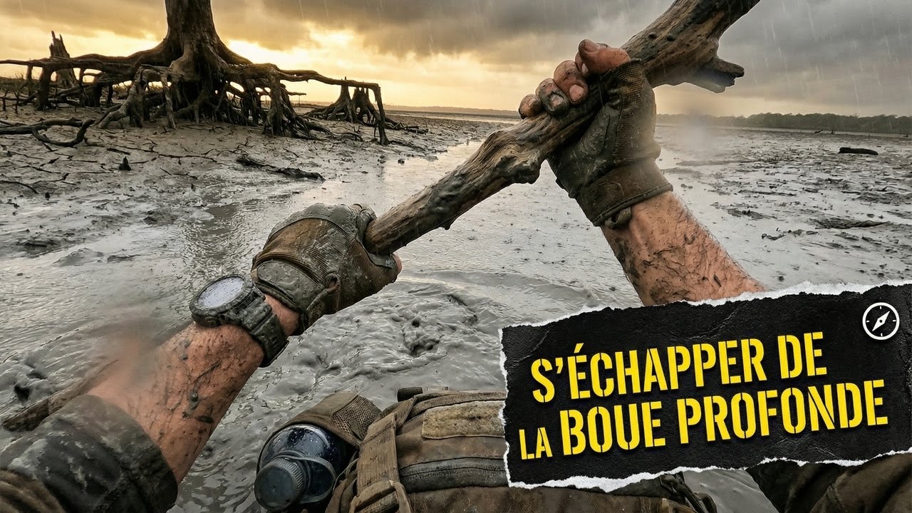S’échapper d’une zone pleine de boue profonde et de terrain instable.