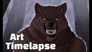 Werewolf Art Timelapse - Digital Painting in Clip Studio Paint