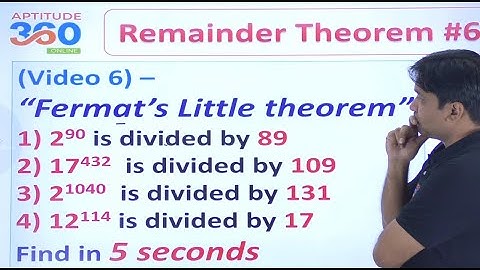 #6  Remainder Theorem (Part 6) | Fermat
