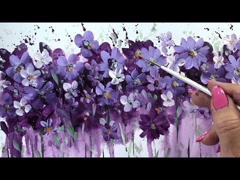 Flores con pintura Acrílica / Paraíso en Malvas sobre papel de acuarela