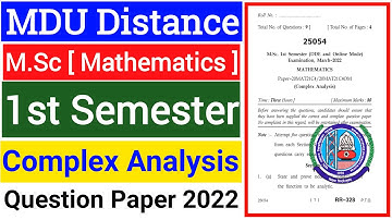Mdu M.Sc Distance Complex Analysis 1st semester Question Paper 2022 | Mdu Msc Complex Analysis Paper