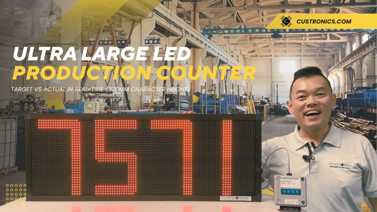 Ultra Large 4-Digit Industrial LED Production Counter | 320mm Character Height for Factory
