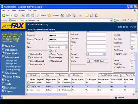 How to create an new user account in myFAX network fax server