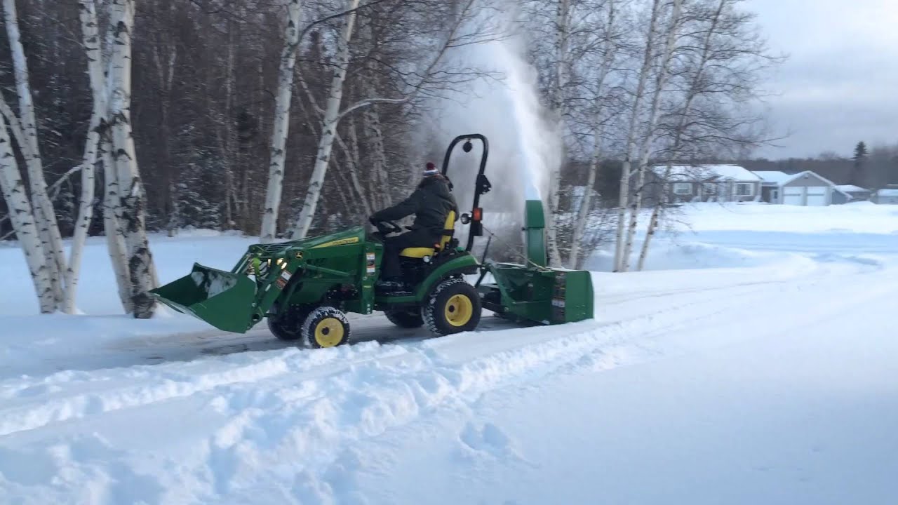 John Deere 1025r with Frontier SB1154 Snow blowing YouTube