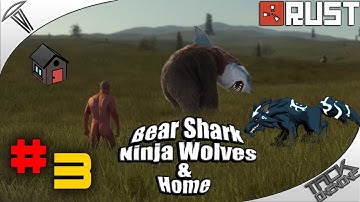 Rust (Co-Op Survival) #3- "Bear Shark, Ninja Wolves & Home ! "
