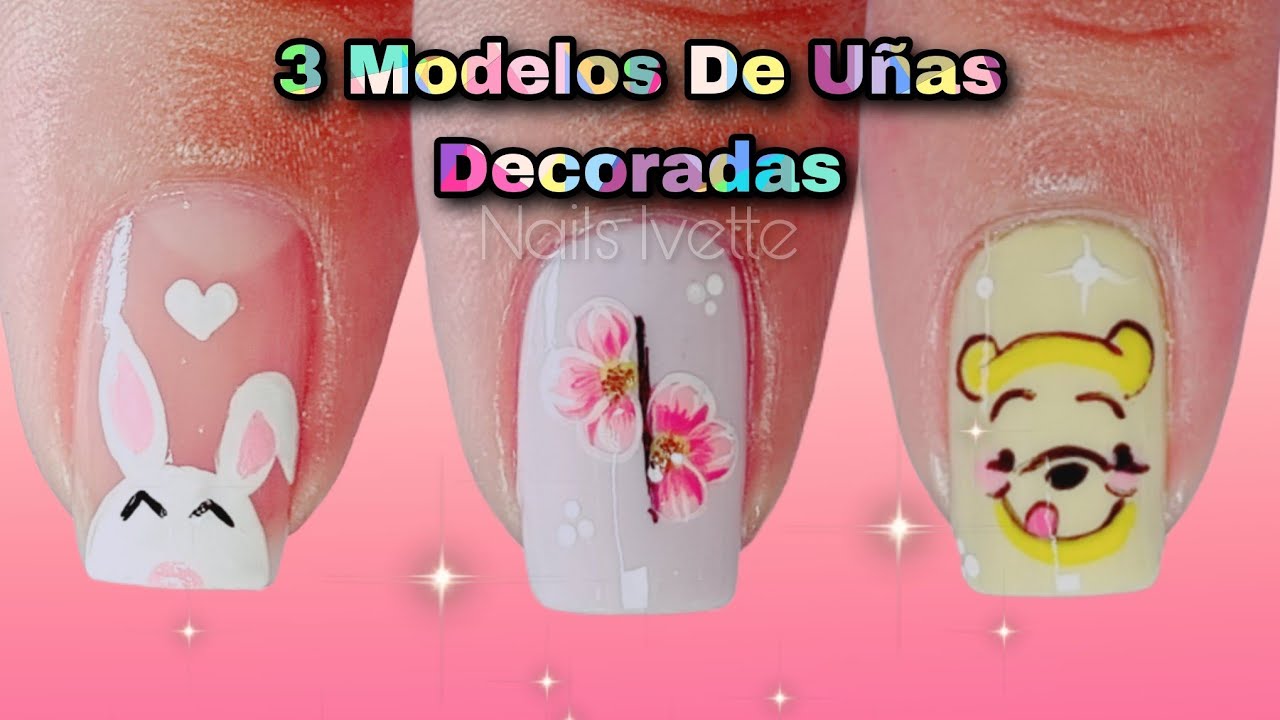 3 modelos de decoración para uñas fácil bonitos y variados. Diseños de uñas  principiantes 