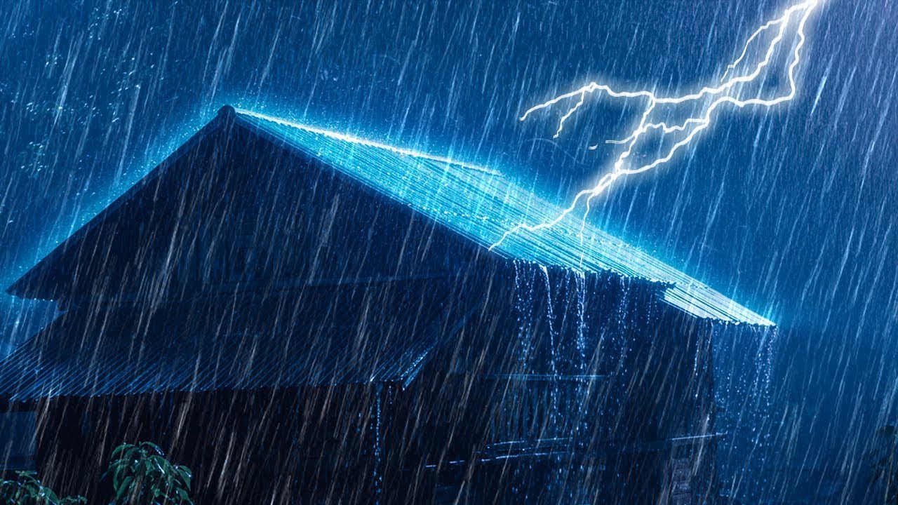 24/7 Sleep Rain on Tin Roof - Relaxing Night Thunder & Heavy Rain Sounds for Sleep