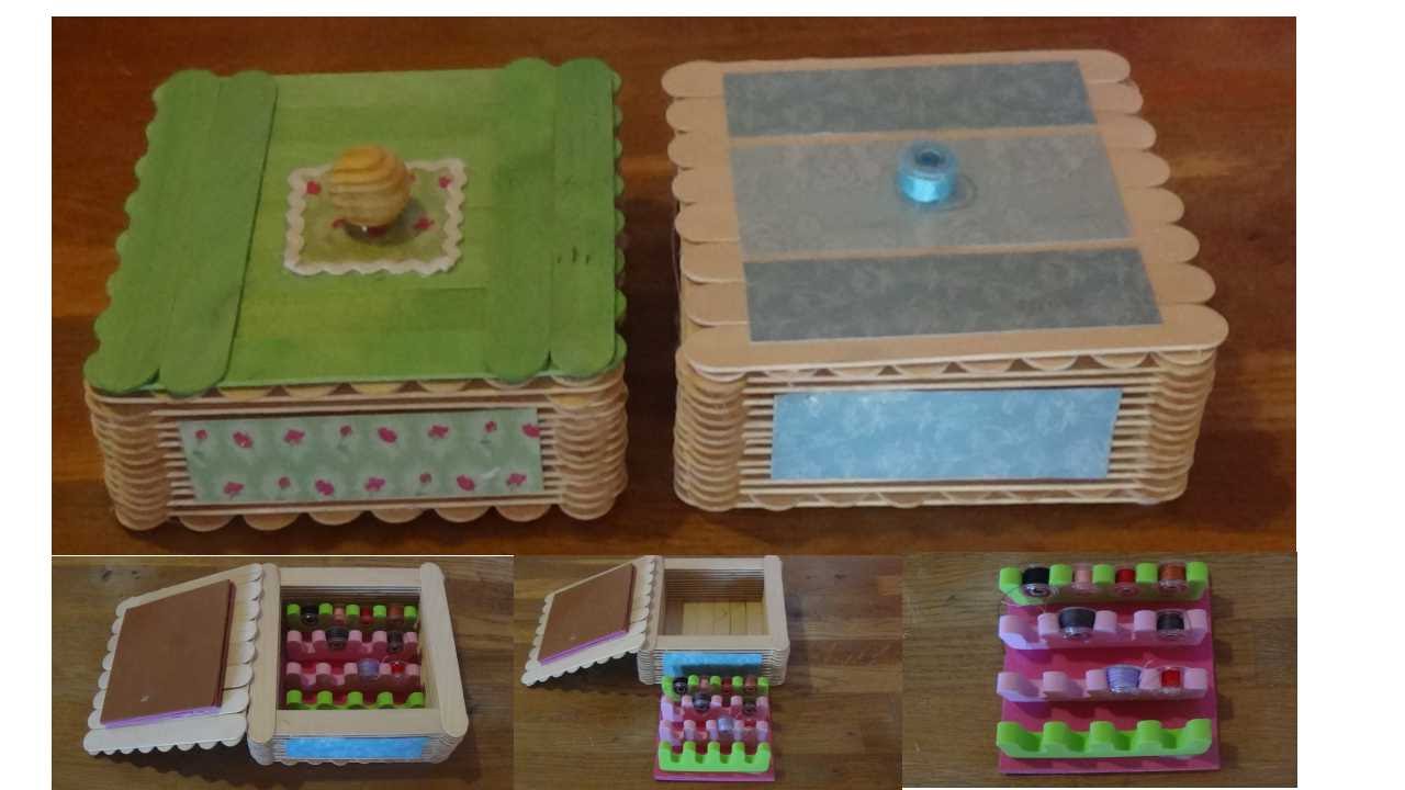 DIY popsticks box (bobbin storage)/Φτιάχνω κουτί από γλωσσοπίεστρα