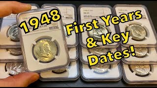 1948! First year & Key Date Benjamin Franklin Silver Half Dollar Slabs!