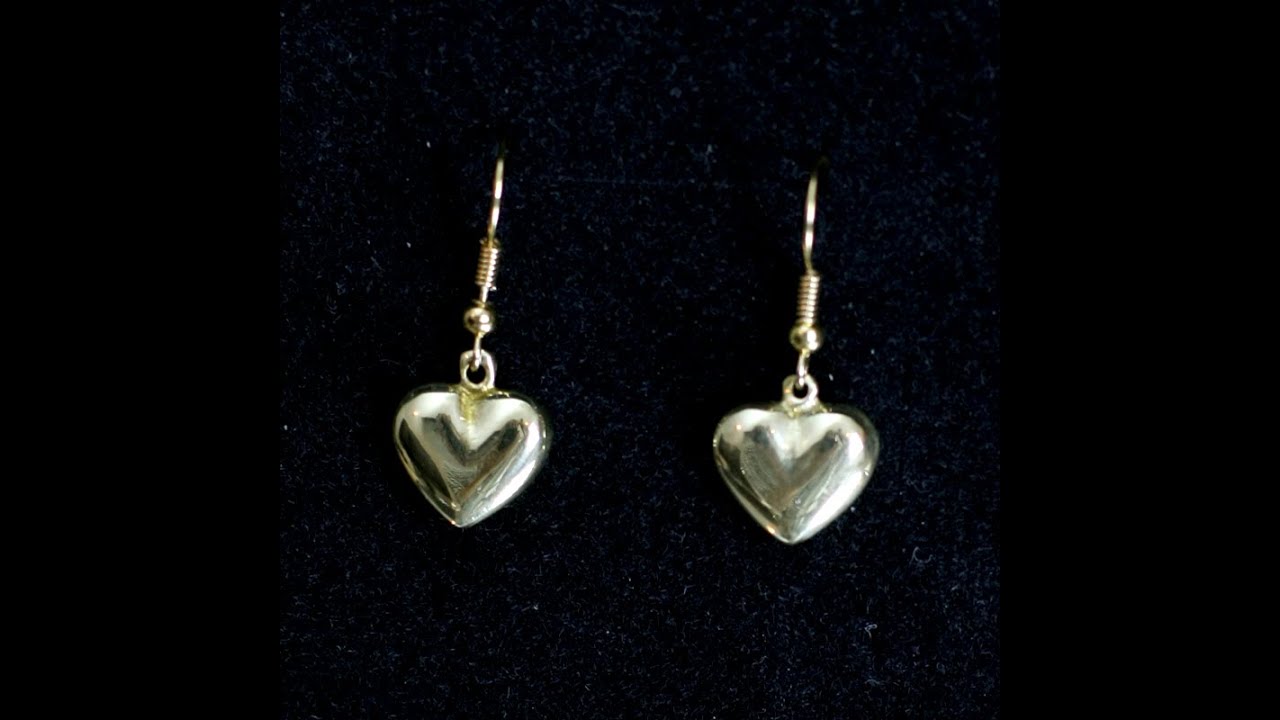 Brass dangle earrings  in heart shapes, EG.00445.0