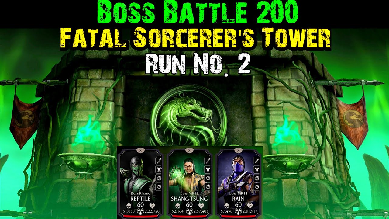MK mobile Fatal Sorcerer's Tower Boss Battle 200 Run 2 Epic Rewards + Gameplay