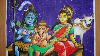 How to draw Lord Shiva,Lord Shiva Mata Parvati & ganesha,Lord ganesha drawing,how to draw ganeshpuja