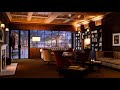 Winter Coffee Shop Library with Relaxing Smooth Jazz Music and Crackling Fireplace