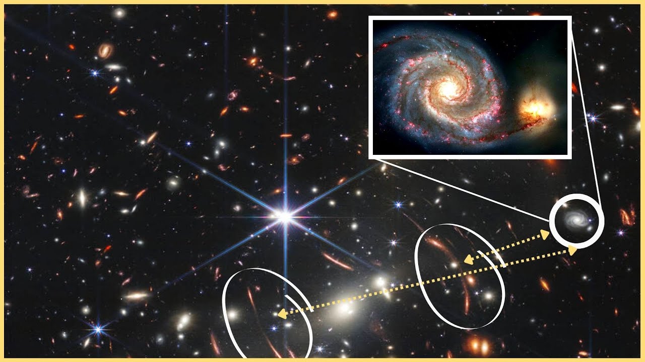 EXPLAINED! First Webb telescope image white, red galaxies, and warped, twisted objects