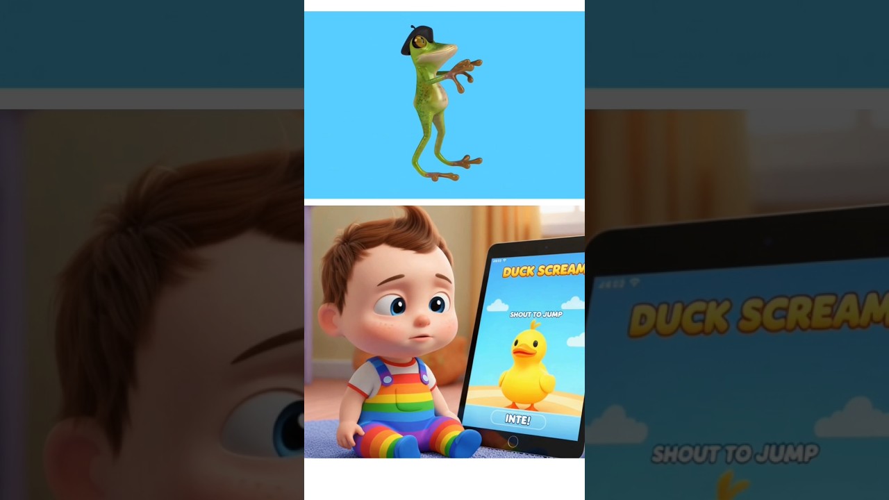 baby reacting to frog dance | 