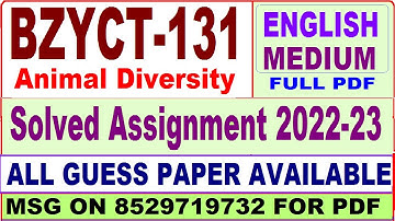 bzyct 131 solved assignment 2022-23 / bzyct 131 solved assignment 2023 English / ignou bscg solved
