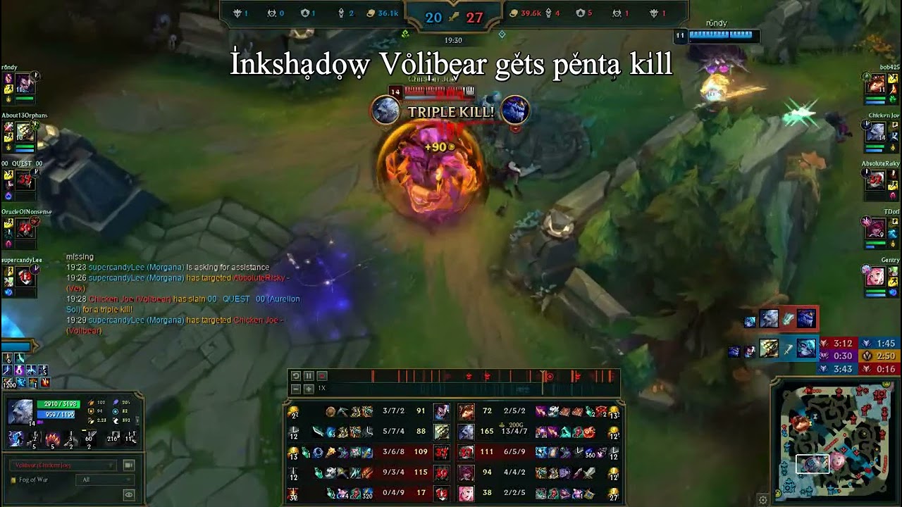 Inkshadow Volibear gets penta kill.