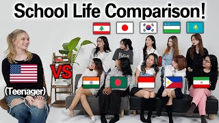 USA Teenager was Shocked by School Differences with 10 Asian Countries (School Lunch Differences!)