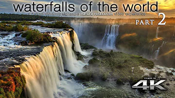 WORLD'S WATERFALLS in 4K [w music] Nature Relaxation™ 1 Hour Ambient Film for Healing & Meditation