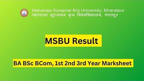 MSBU Result 2024, BA BSc BCom, 1st 2nd 3rd Year Marksheet
