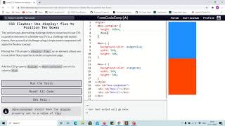 Tutorial 1st - using flex to position element - free code camp (Explained)