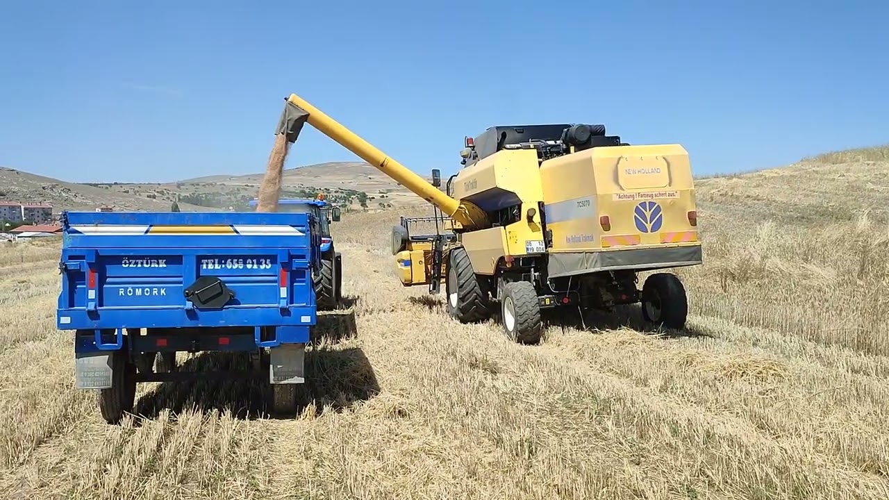 Oyaca çoraklık mevkii buğday biçimi #ankara #gölbaşı #oyaca #biçerdöver #newholland #buğday #hasat