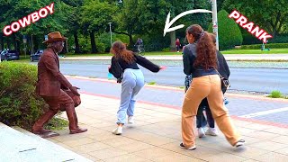 #cowboy_prank in Germany.Funny Reactions of Living Statue.